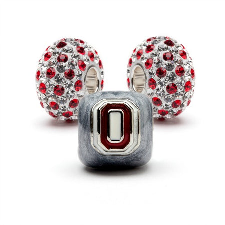 Georgia Bulldogs Bead Charm Set of Two - Red Round Stainless Steel Charms