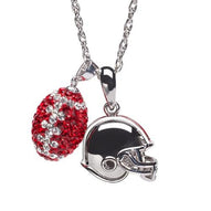 OSU Football Helmet and Crystal Football Charm Necklace