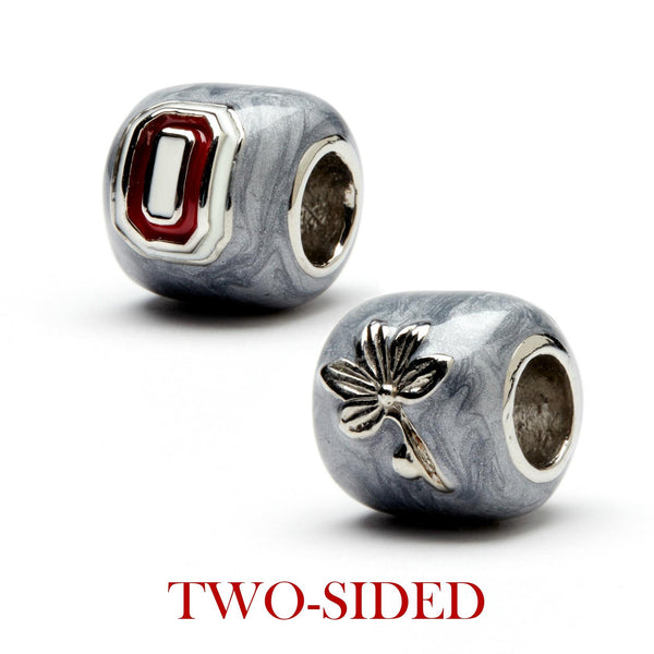 Ohio State Buckeyes 3-D Charm Set - Scarlet Block O, Brutus, & 6-Leaf Bead For Bracelets