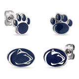 Penn State Nittany Lion + Lion Paw Stud Earring Set