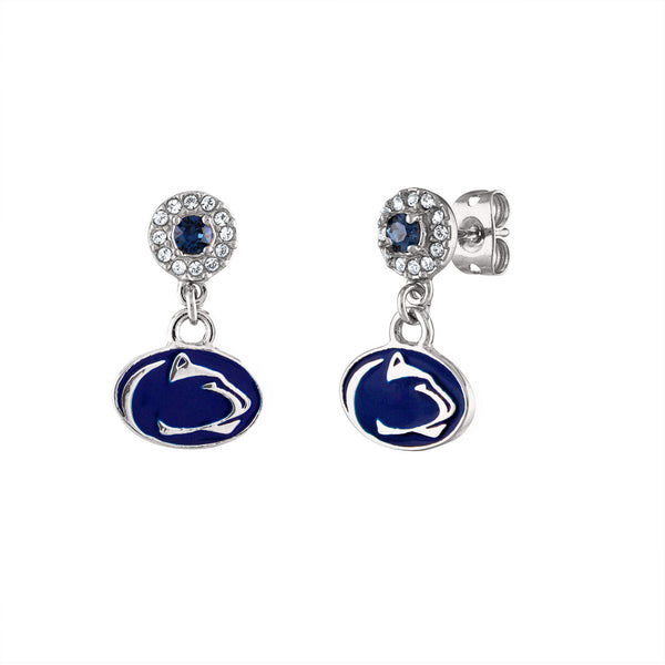 Penn State Lion Crystal Drop Earrings
