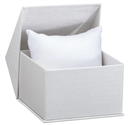 Display - Silver and White Magnetic Ribbon Ring Box
