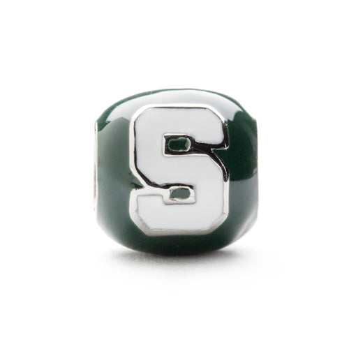 MSU Spartan Bead Charm Set of Two -  Green & White Double-Sided Charms