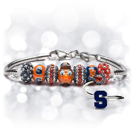 Navy and Orange Striped Crystal Bead Charm Set