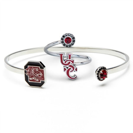Clear and Red Sparkle Crystal Two Charm Set