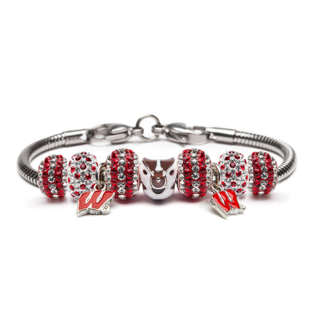 Alabama 2-Pc White + Crimson Logo Stripe Bead Charm Set