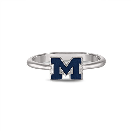 Michigan Adjustable Ring - Blue Block M