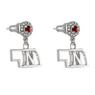 Nebraska Block N State Crystal Drop Earrings