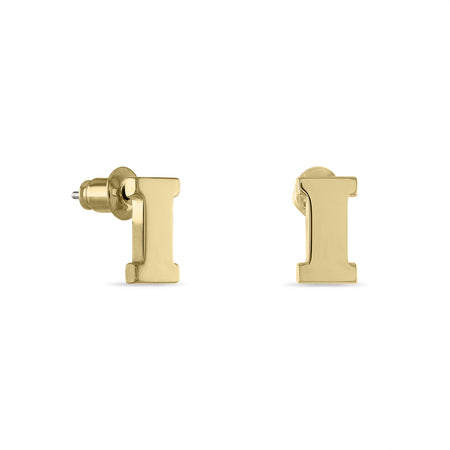 Michigan Block M Gold Plated Crystal Drop Earrings