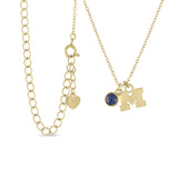 Michigan Block M Gold Plated Charm Necklace